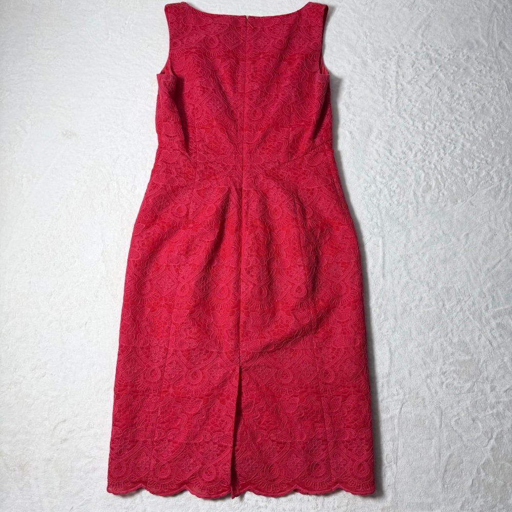 Tory Burch Dark Pink Cameron Floral Embroidered Sheath Dress Size 4 - Picture 2 of 8
